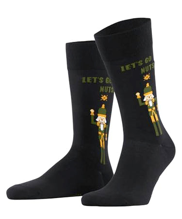 Burlington Men's Socks Nutty Nutracker So Cotton Patterned 1 Pair, Black 3000, 40-46 on Sale